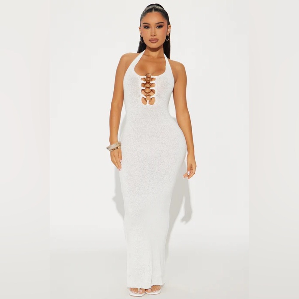 Maria O Rings Cover Up Maxi Dress - Ivory
